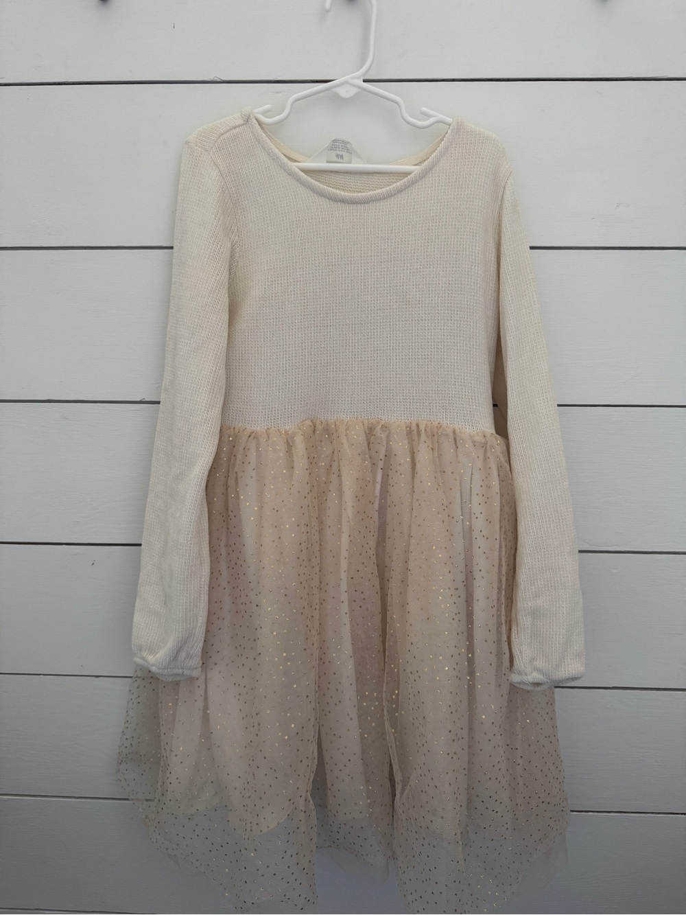 H&M Cream Knit Bodice with Sparkle Tulle Skirt Girls Dress